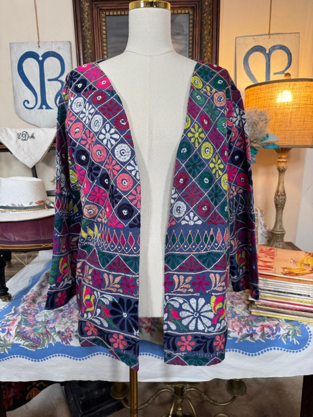 Vintage Asian Story Multicolor Floral Embroidered Jacket